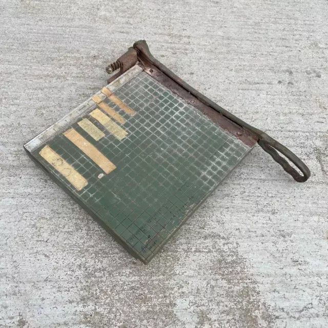 Vintage Premier Brand Photo Materials Co. Paper Cutter Guillotine Style Green