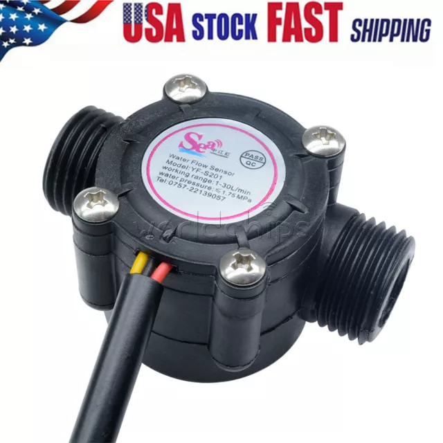 Water Flow Sensor Flowmeter Hall Flow Sensor Module Water Control 1-30L/min USA