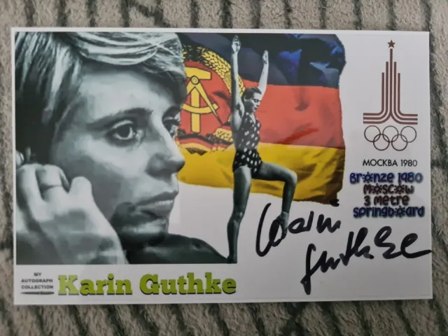 Karin Guthke (DDR) Wasserspringen 3.OS 1980 Moskau Orginal Signiertes Foto