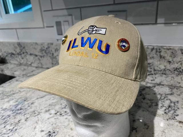 ILWU Local 12 Coos Bay Snapback Adjustable Men's Beige Hat Cap With Member Pins