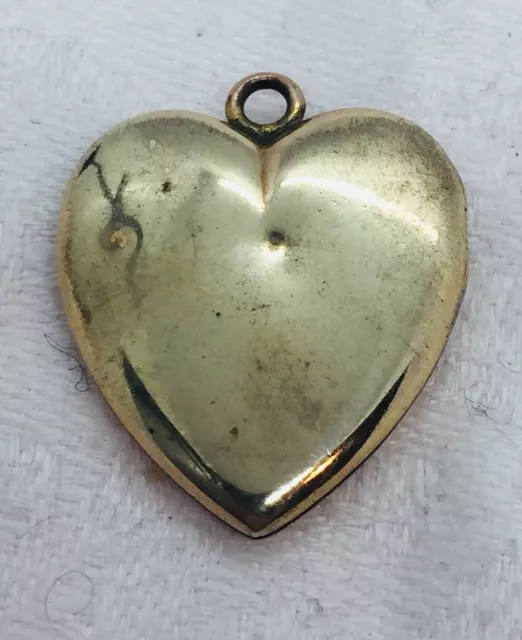 Antik Viktorianisch Gefülltes Gelbgold Herz Medaillon Anhänger
