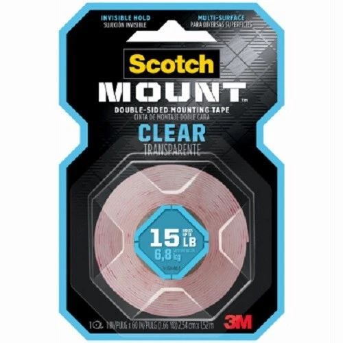 Cinta de montaje transparente 3M whisky, 1""W x 60"" L x 0,45"" D