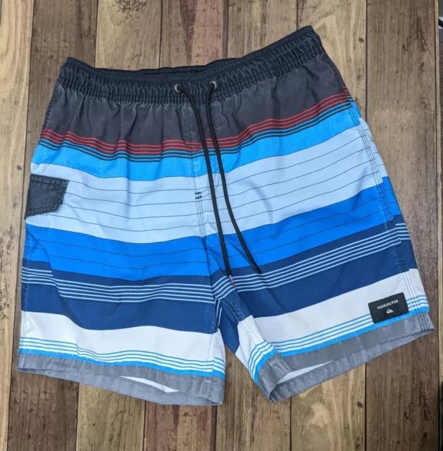 Quiksilver-Mens Swell Vision 17” Volley Swim Trunks Shorts Blue Black Size Small