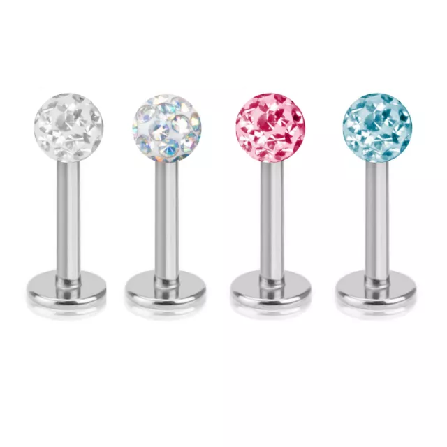 Labret Prise Piercing Lèvre Multi Cristal Epoxy Boule Ferido Zircon Z357