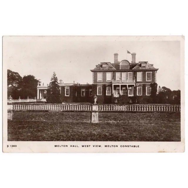 MELTON CONSTABLE Norfolk Melton Hall RP Postcard, Postmarked 1911