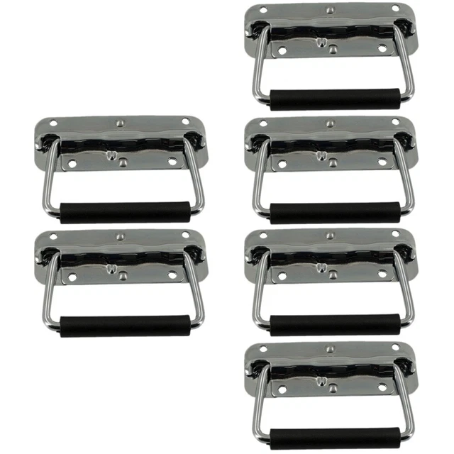 Maniglie Pieghevoli A Molla Per Cassetta Attrezzi - 2 Pezzi Neri Caricate