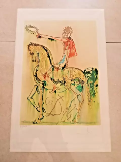 Salvador Dali Lithographie Originale signée numérotée Le Chevalier romain 1972