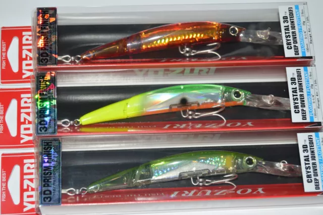 3 LURES YO zuri crystal 3d minnow jointed deep diver 5.25 f1155
