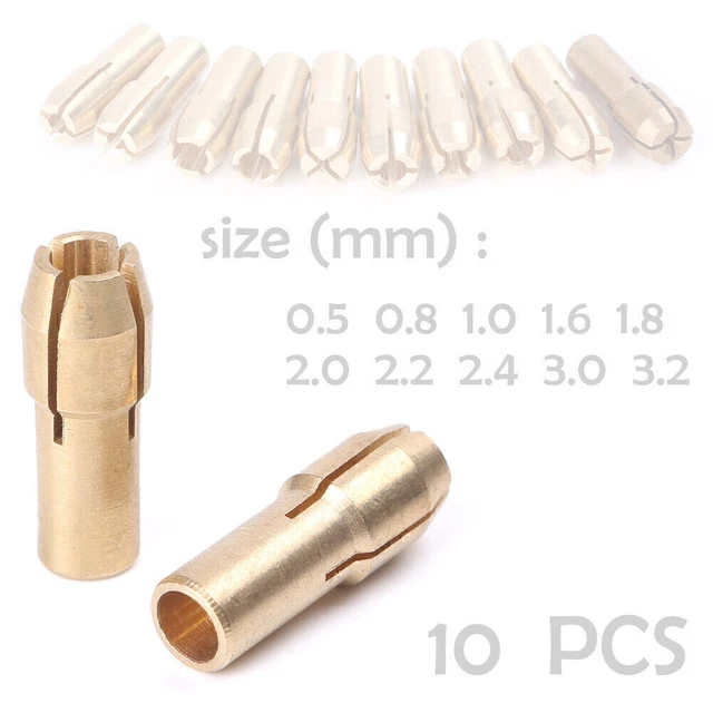 10PCS 0.5-3.2mm Micro Twist Hand Drill Kit Chuck Electric Drill Bit Collet