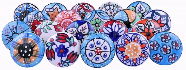 LOT of 30 Pcs Ceramic Closet Wardrobes Handles Cabinet MULTI COLOR Drawer Knobs
