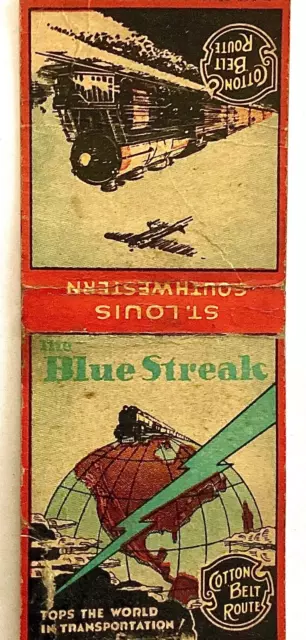 1930’S St. Louis Southwestern Railway, Blue Streak, Cotton Belt Route Matchcover