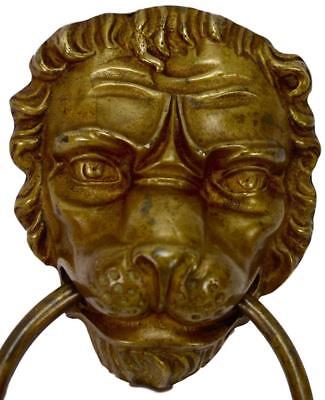 French Antique 19th Century Large Bronze Lion Door Knocker and Handle