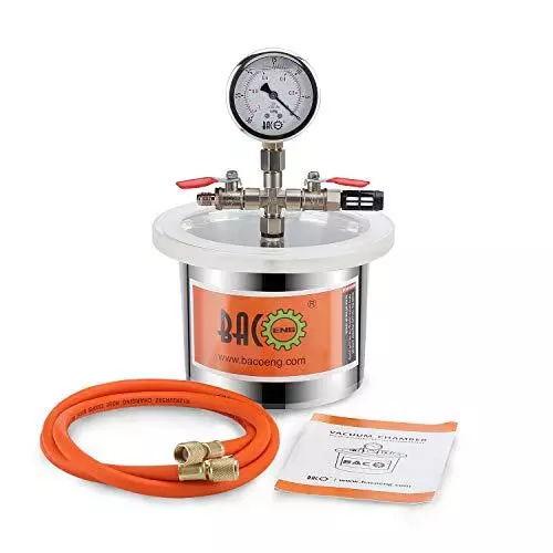 BACOENG 2L Vacuum Degassing Chamber Stainless Steel (Height 11 cm, Diameter 16