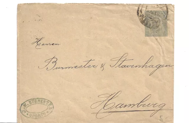 Briefmarken, Ganzsache Portugal nach Deutschland-Hamburg-Freihafen 1894