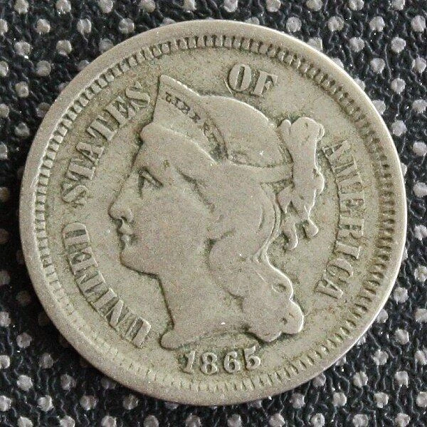 1865 United States Shield Three Cents 3c Nickel Coin USA .99 AUCTION! 1865 United States Shield Three Cents 3c Nickel Coin USA .99 AUCTION!