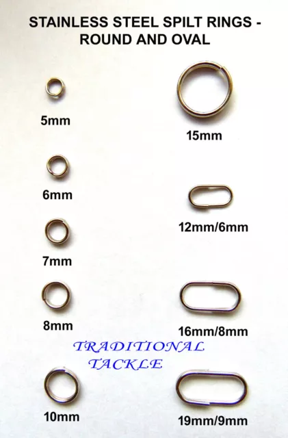 Strong Split Rings, Round & Oval, Stainless Steel - Sea Fishing Rig Links