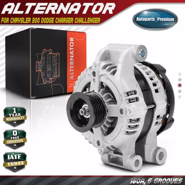 Alternator for Chrysler 300 Dodge Charger Challenger 160A 12V CW 6-Groove Pulley