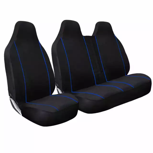 Ford Transit Mk6 Mk7 Mk8 - Premium Blue Piping Van Seat Covers Single + Double