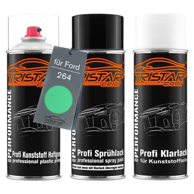 Autolack Spraydosen Set für Kunststoff für Ford 264 Calypso Green Calypsogrün