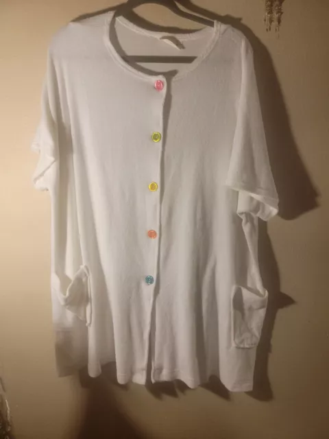 beach cover ups for women XXL white terry cloth with different color buttons
