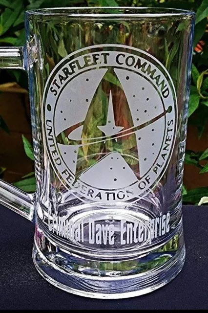 Star Trek Starfleet Command Engraved Glass Tankard, Pint, Personalised