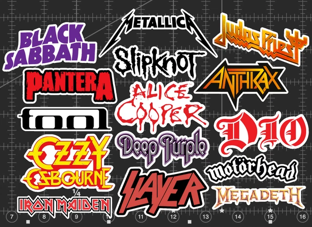 thumbnail interactive-video image 1 of Classic 70s Rock Band Sticker Pack - 15 Vinyl Decals - Kiss Theme - Choose Clear, Holographic, Or White 1 of 4
