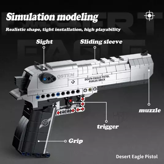 Building Blocks Set MOC Military Gun Desert Eagle Pistol Bricks Model Toys
