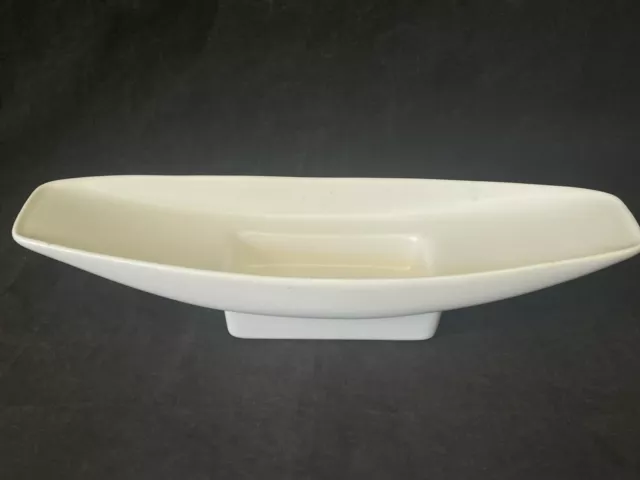 VINTAGE Retro DIANA POTTERY TROUGH GONDOLA VASE Ikebana SATIN WHITE