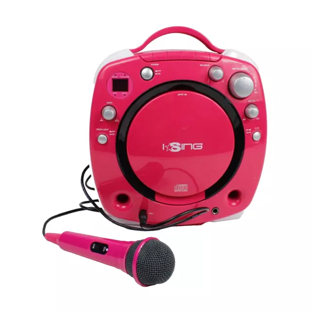 I Sing Hot Pink Y2K CD Karaoke Player Flashing Lights Singing Machine