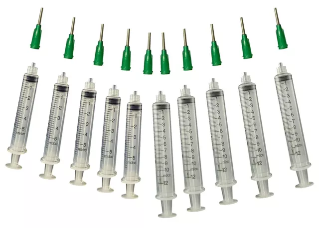Precision Applicator 5&10 cc Syringe w/14 Gauge Olive Tip -Glue, Henna -10 Pack