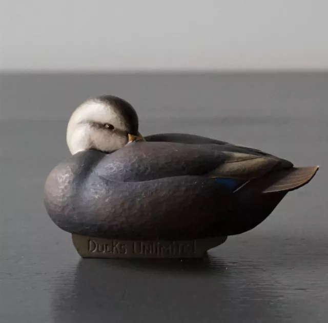 Jett Brunet Ducks Unlimited Miniature Duck Decoy Black Duck 2001 READ