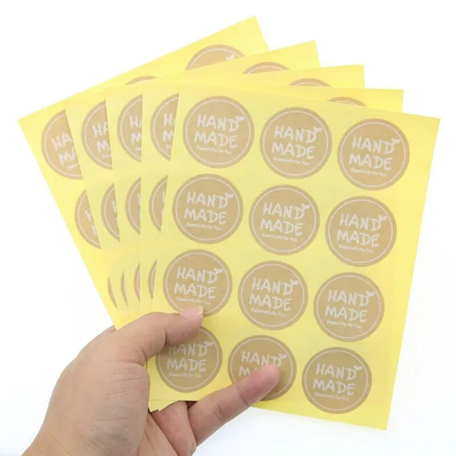 Round Paper Thank You Hand Made With Love Labels Stickers Gift Food Craft Box