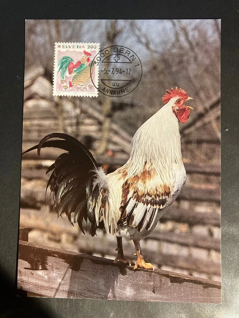Schweiz 1994 Maximumkarte 2Fr. Tiere Hühner