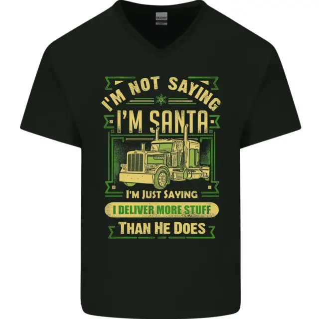 T-shirt da uomo collo a V cotone scollo a V autista consegna Natale divertente