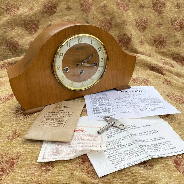 ANTIQUE FULLY WORKING Westminster Chime Mantle Clock Bentima Mid
