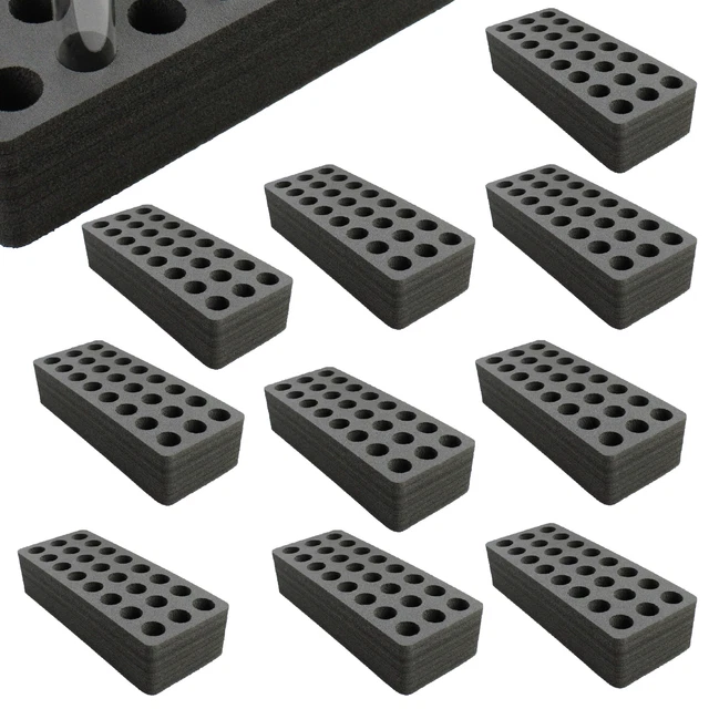 10 Test Tube Freezer Racks Black Foam Stand Transport Holds 24 Fits up to 30mm