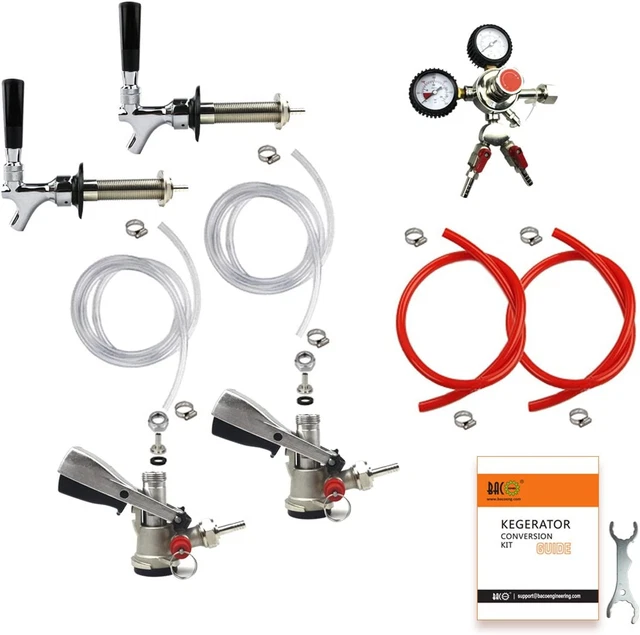 Double Faucet Door Mount Kegerator Refrigerator Conversion Kit No Tank