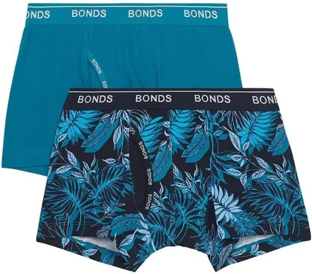 Bonds 2 X Boys Kids Underwear Trunks Boxer Teal Pack
