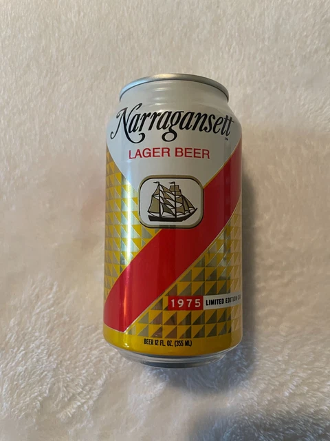 Narragansett Lager Beer 1975 Retro Label Can Jaws Movie Bottom Opened