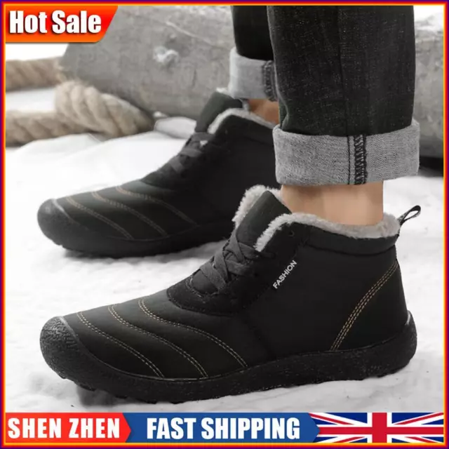 MEN WINTER SHOES Rubber Sole Waterproof Ankle Boots Anti-Slip Short ...
