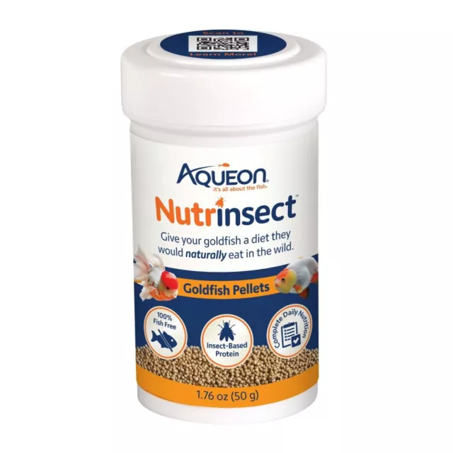 Aqueon Nutrinsect Goldfish Pellets 1.76 oz Natural Insect Protein Fish Food