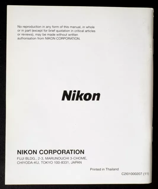 Original Nikon F55 F55D User Manual - Excellent 2