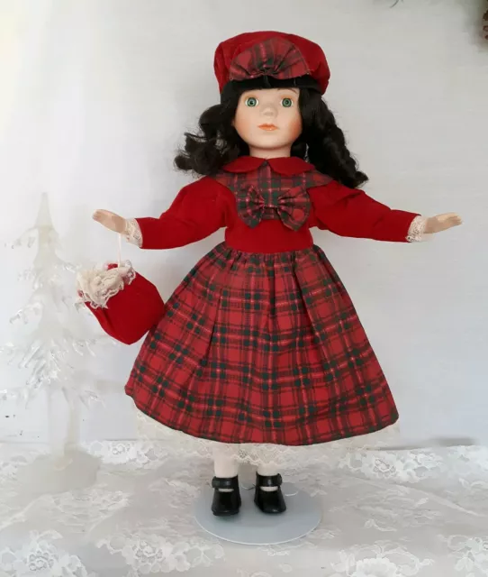 Vintage1995 Heritage Collection Porcelain Doll Christmas Holiday Doll-Holly Used