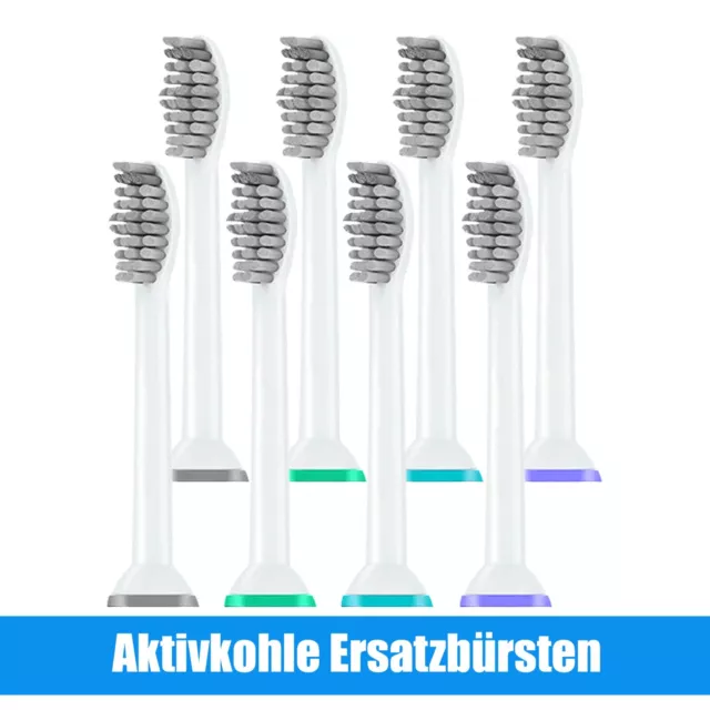 Ersatzbürsten passend für Philips Sonicare Aufsteckbürsten AKTIVKOHLE - 8 Stück