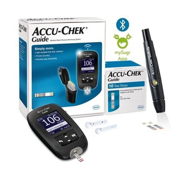 Accu-Chek Guide Blood Glucose Glucometer (with Bluetooth) Kit 10 Strips Free