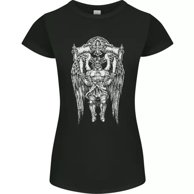 Cavalieri Templari Teschio Romano Guerriero Palestra Donna Minuta Taglio T-Shirt