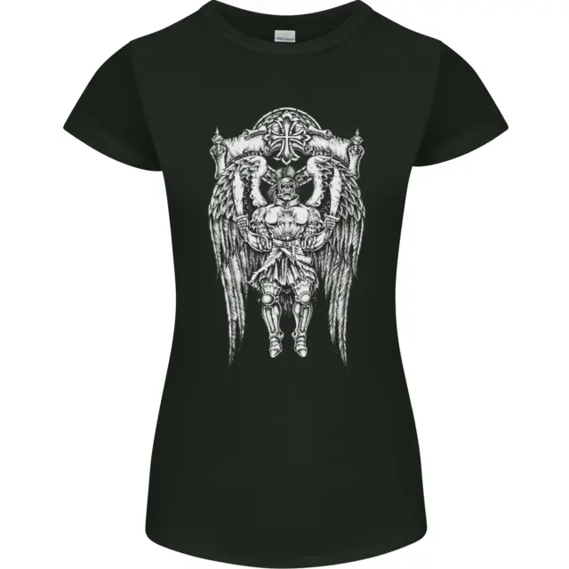 T-shirt Knights Templar Skull Roman Warrior MMA palestra donna taglio petite