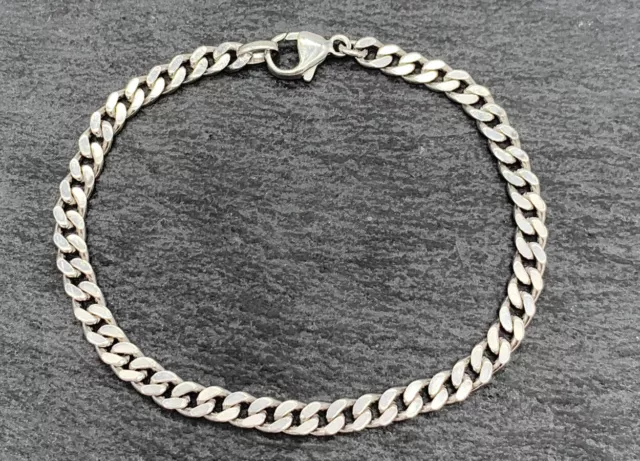 925 Bracelet en Argent, Gourmette, 19 CM Long, Unisexe, Bon État