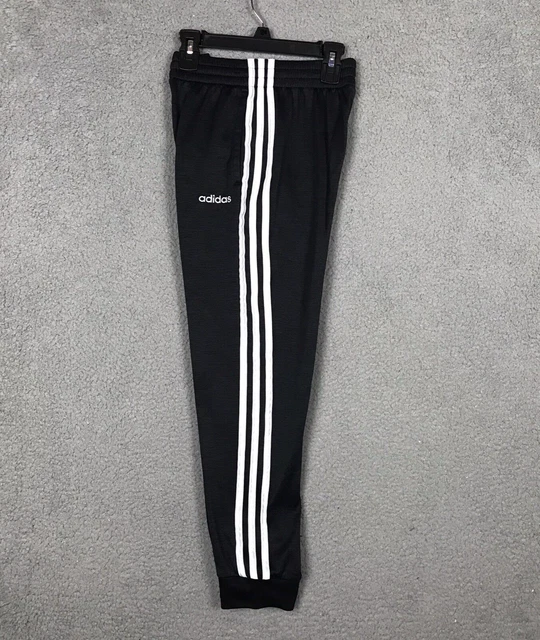 Adidas Pants Youth Boys Medium 10/12 Black 3 Stripes Track Jogger Athletic Run