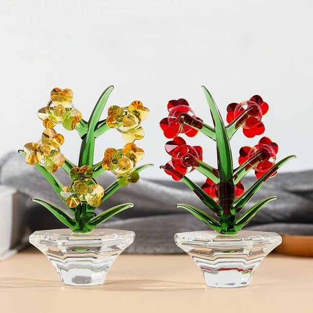 CRYSTAL GLASS HANDICRAFT orchid ornaments living room desktop ornaments